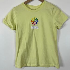 Nike Rainbow Embroidered Swoosh T shirt yellow Medium
